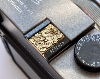 Phoenix Camera Hot Shoe Cover: CNC Engraved Brass, Retro Decor Universal fit