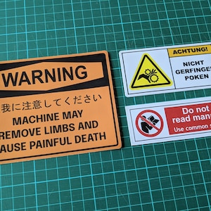 WARNING! Sticker Selection 1 / Warning / Danger / Vinyl Stickers / Workshop / Machine Tools