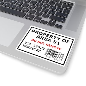 Propriété de la zone 51 Autocollant pour ordinateur portable / Étiquette d’équipement