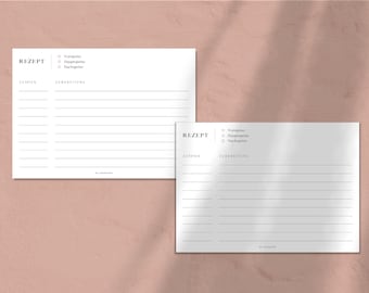 Printable Recipe Cards Modern Minimalist White