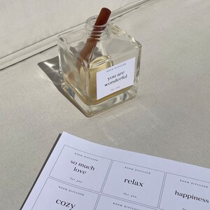 Printable home fragrance label personalized minimalist