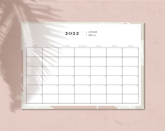 Printable Monatsplaner Abstrakt, Modern, Monthly Calendar 2022