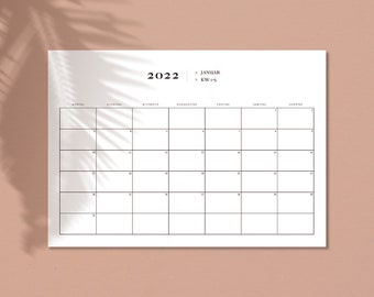 Printable Monatsplaner Modern, Minimalistisch, Monthly Calendar 2022