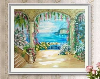 Painted painting landscape By the Black Sea  Oil on canvas Home decor Wall decor Gifts Art