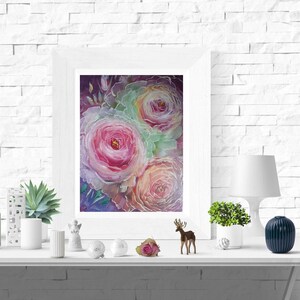 Pintura pintada com flores Óleo sobre papelão Arte Original Individual Decoração para casa Decoração de parede Presentes.
