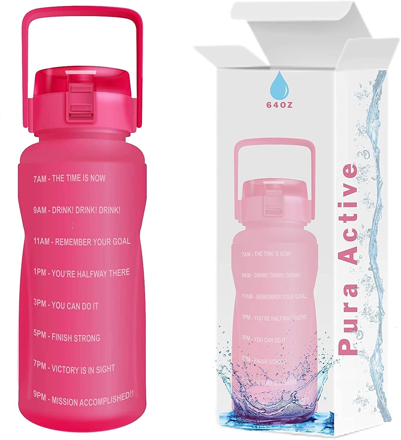 64oz Water Bottle Time Markings Water Bottle Sports/gym Etsy