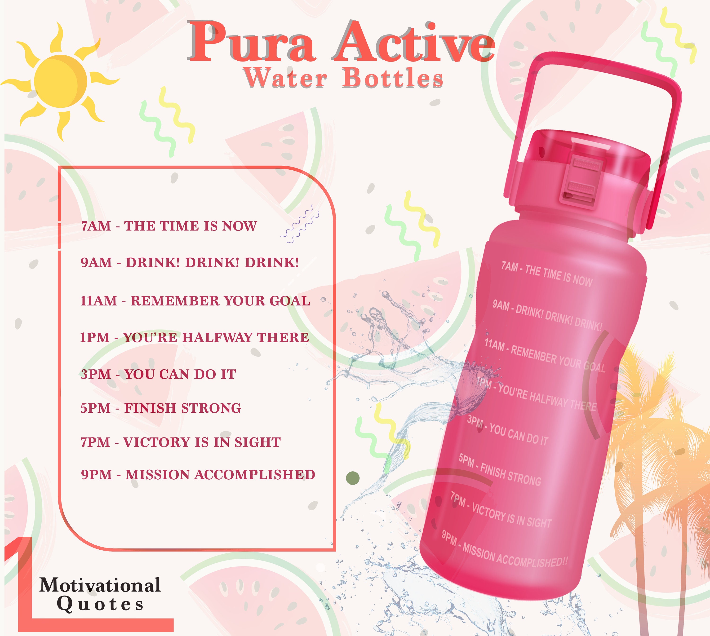 64oz Water Bottle Time Markings Water Bottle Sports/gym Etsy