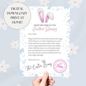 Carta personalizada del conejito de Pascua, carta del conejito de Pascua, recuerdo de Pascua, carta para la búsqueda de huevos de Pascua, regalo de Pascua, descarga digital