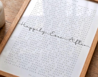 Impresión de letras personalizadas / Letras de primer baile, impresión de canción de boda, votos, canción de pareja, regalo de boda, regalo de aniversario en papel, regalo de pareja