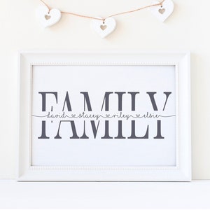 New home Gift Personalised Washing Line Optional Frame Family Print