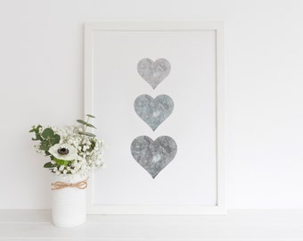 Grey Love Heart Print, Heart Wall Print, Grey Home Decor, Home Prints, Modern Prints, Grey Minimalist Decor, Home Wall Decor