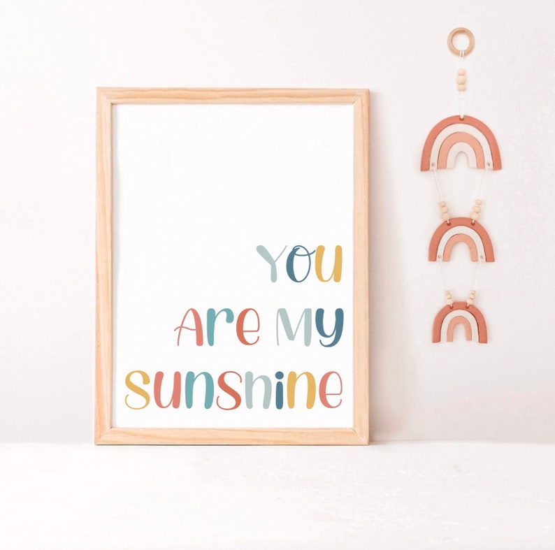 You Are My Sunshine Nursery Prints Boho Rainbow Prints Etsy