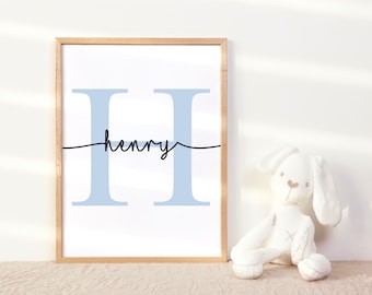 Personalized Initial Nursery Print, Baby Name Wall Art