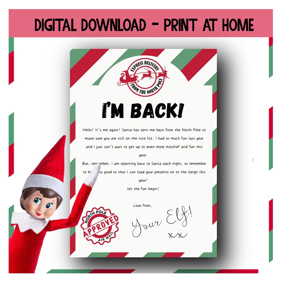 Elf Arrival Letter, Christmas Elf Welcome Letter, Festive Season ...