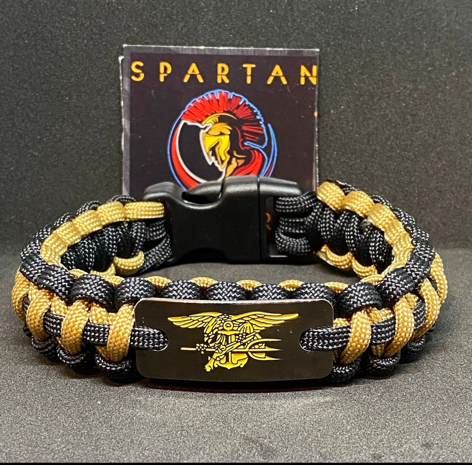 US Navy Seals Trident engraved single braid Gold/Black Etsy