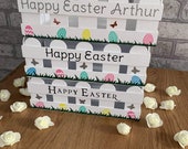 Personalised Eater crate, Happy Easter Box, Easter egg basket, white fence basket, Custom made Easter Crates, Easter Basket, Easter Gift