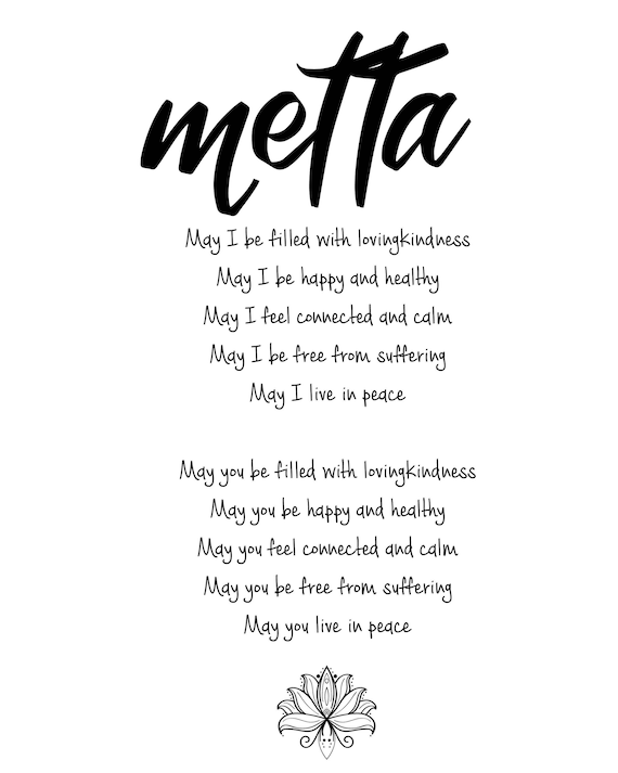Metta Prayer Art Loving Kindness Art Yoga Studio Decor Etsy