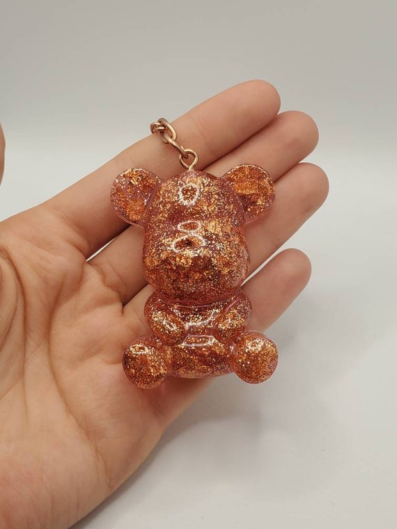 Rose Gold Teddy Bear Keychain - Etsy