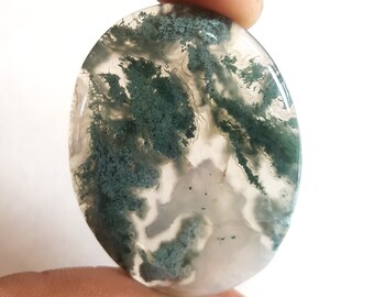 30x46mm Natural Moss Agate Cabochon,Handmade polished Smooth Genuine Moss Agate Jewelry Making Loose Gemstone Agate#AB2771 2 Pcs Of 131Cts