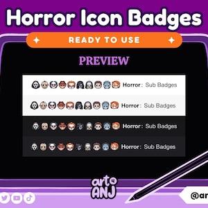 Horror Movie Icon Sub Badges for Twitch/youtube/discord | Bit Badges