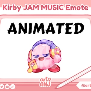 Kirby JAM Music Animated Emote for Twitch Streaming and Discord | Cute Kawaii Emote