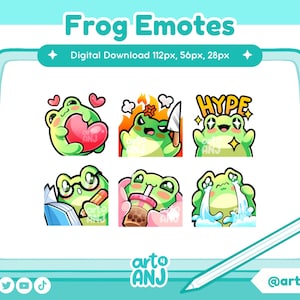Cute Frog emote pack for Twitch Stream, Discord, Youtube | Kawaii Frog | Emotes for Stream