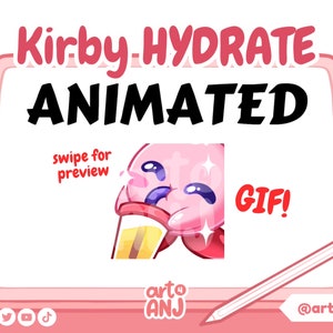 Kirby HYDRATE Animated Emote for Twitch Streaming and Discord | Cute Kawaii Emote