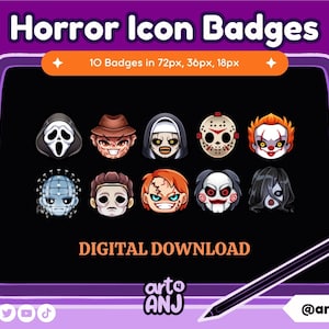 Horror Movie Icon sub badges for Twitch/YouTube/Discord | Bit Badges | Halloween badges