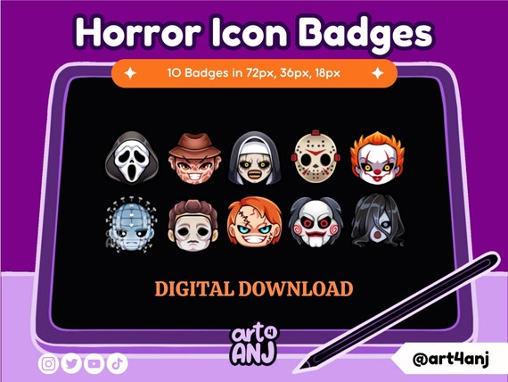 Horror Movie Icon sub badges for Twitch/YouTube/Discord | Bit Badges | Halloween badges