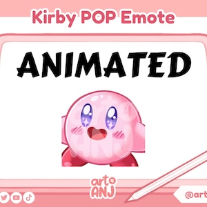 Kirby POP Animated Emote for Twitch Streaming and Discord | Cute Kawaii Emote