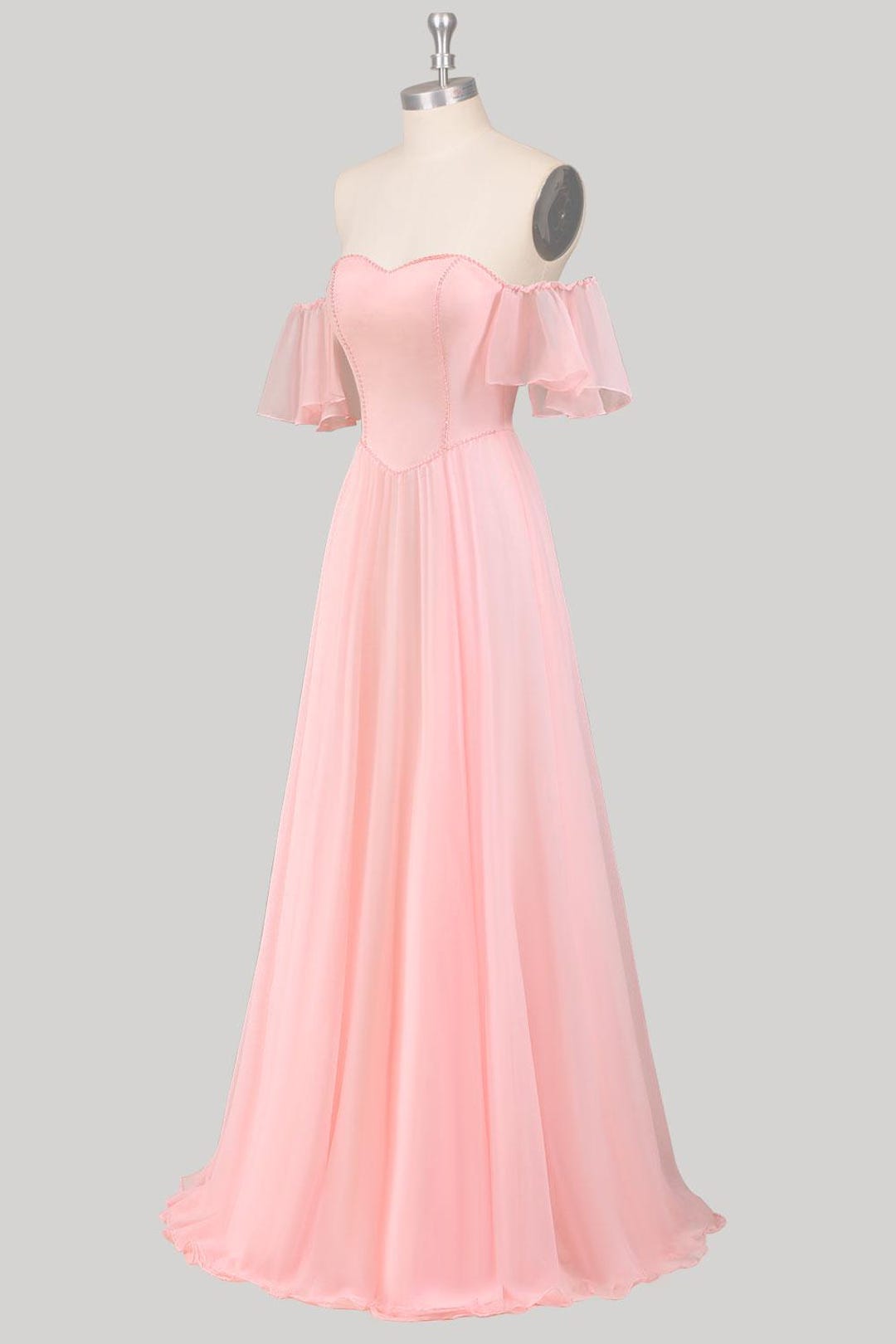 Chic Pink Prom Dress A-Line Short Birthday Dress Chiffon Long Sleeves Party Dress DP05039 main image 1