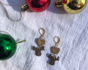 Reindeer Earrings, Christmas Jewelry, Polymer Clay Earrings, Holiday Accessory, Christmas Gift for Women, Winter Earrings, Rudolph Earrings