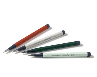 Drehgriffel, Twist Pencil Made From Precision-milled Aluminium and Brass - Natural Colours