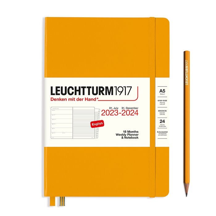  LEUCHTTURM1917 - Daily Planner 2024 with extra booklet, Medium  (A5) Hardcover, Port Red (Jan 1 - Dec 31, 2024) : Office Products