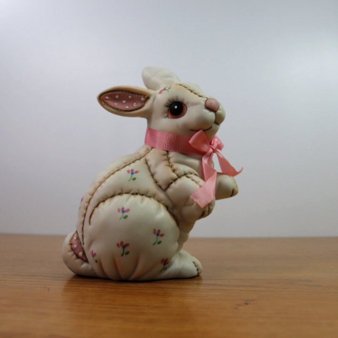 Vintage Kitsch 1987 Lefton China Bunny Rabbit Quilted Soft Toy Etsy
