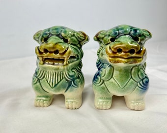Chinese Dogs Of Foo/Fu Green And Blue Tone Pair Of Figurines
