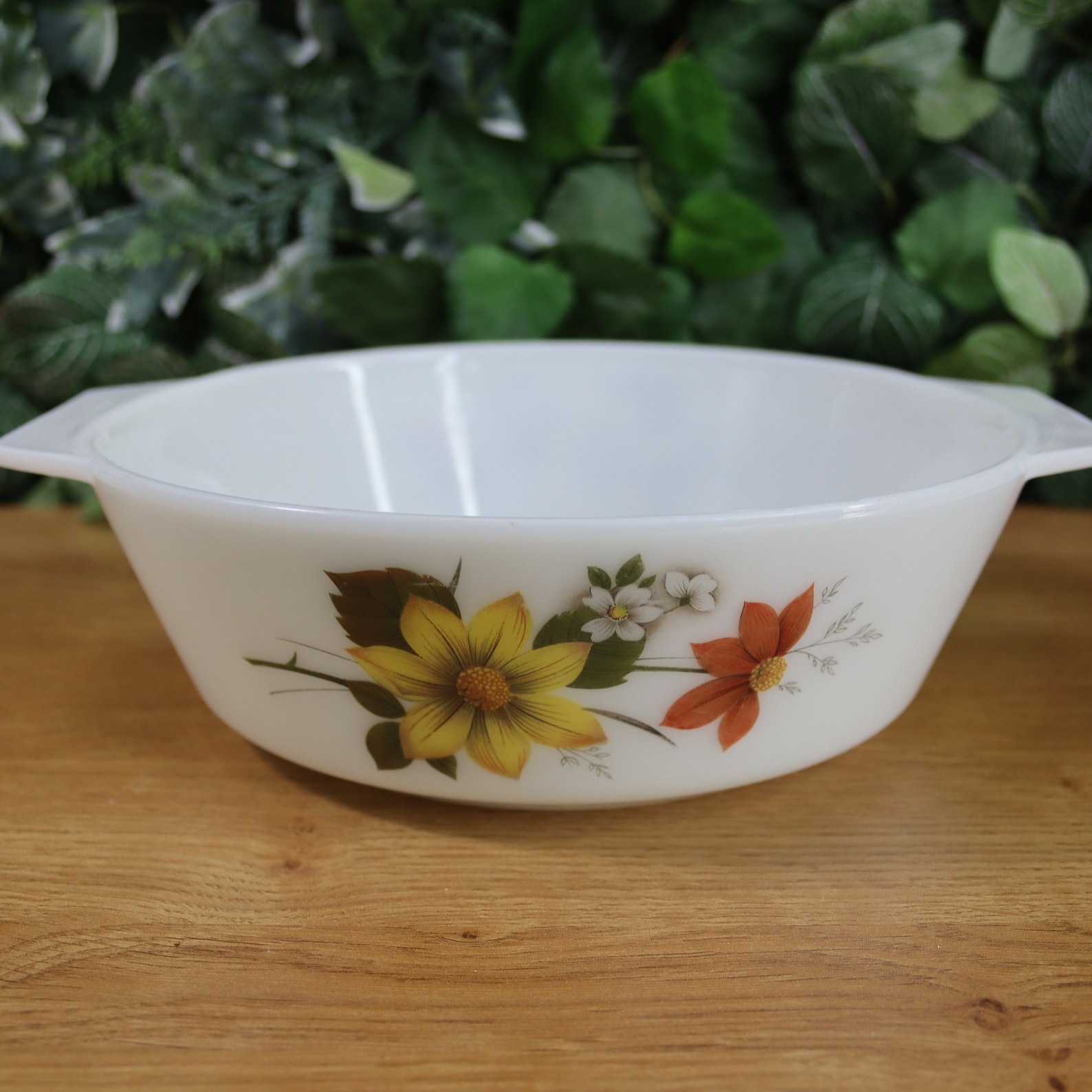 Vintage Mid Century Modern Yellow Flower Pattern Pyrex Oval Etsy