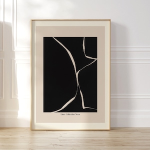 Minimalist Abstract Line Art, Contemporary Wall Art Print, Black Beige Abstract Art, Modern Abstract Art Print, Scandinavian Designs
