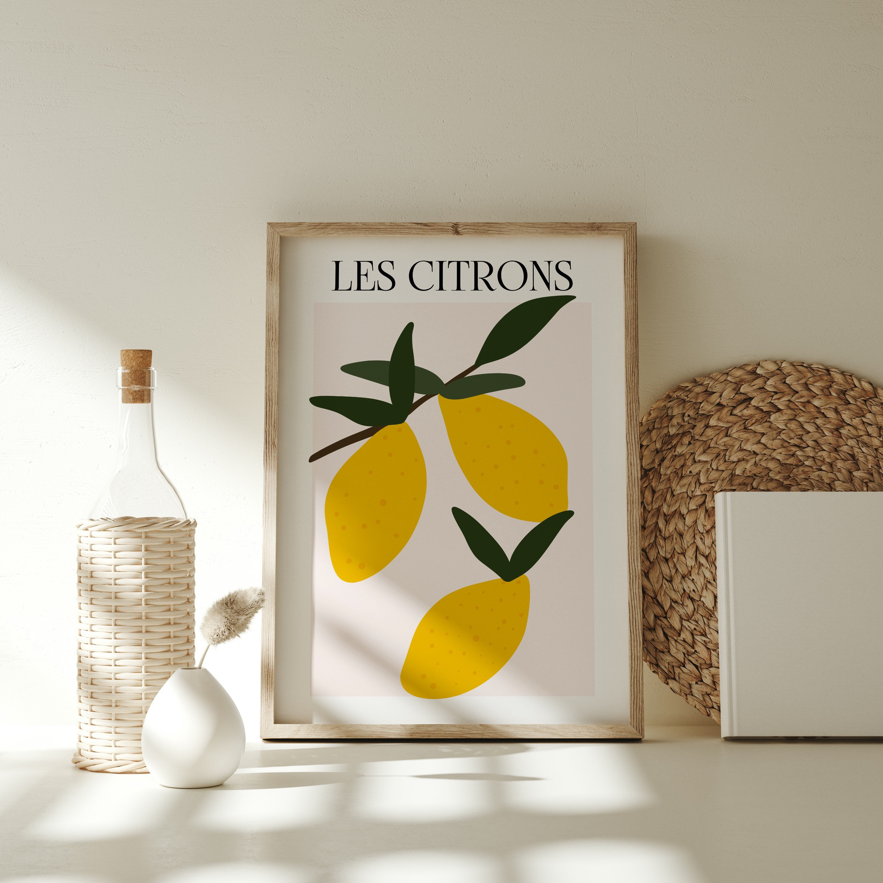 Les Citrons Art Print, Fruit Illustration Art Print, Kitchen Wall Decor ...