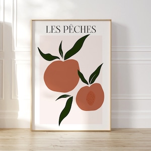 Les Pêches Art Print, Fruit Illustration Art Print, Kitchen Wall Decor, Dining Room Decor, Peaches Art Print, Still Life Fruit Poster