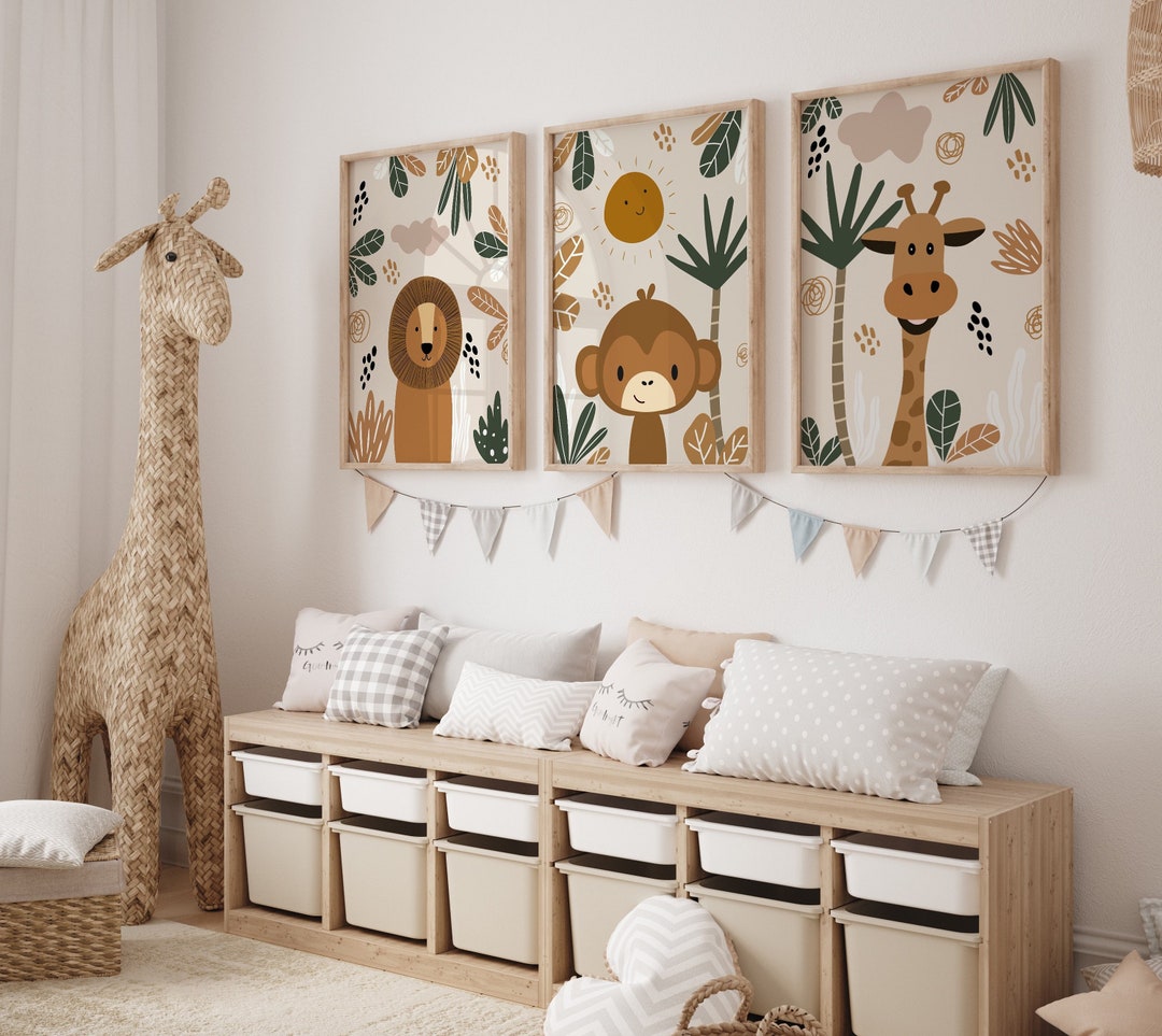 Safari Nursery Wall Art, Animal Nursery Print Bundle, Jungle Nursery ...