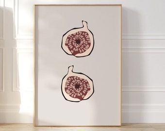Boho Fig Sketch Poster, Minimalist Kitchen Art, Kitchen Wall Decor, Fig Illustration Print, Botanical Garden Art, Modern Fig Wall Art Print