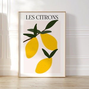Les Citrons Art Print, Fruit Illustration Art Print, Kitchen Wall Decor, Dining Room Decor, Lemons Art Print, Still Life Citrus Poster