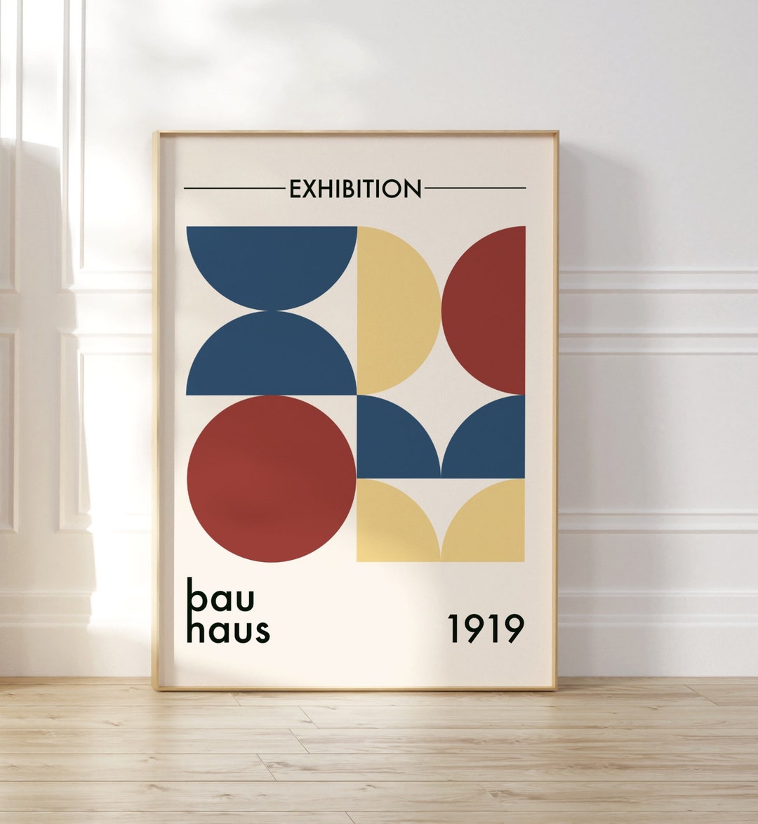 Bauhaus Poster, Mid Century Modern Wall Art, Abstract Geometric Shape Print, Vintage Retro ...