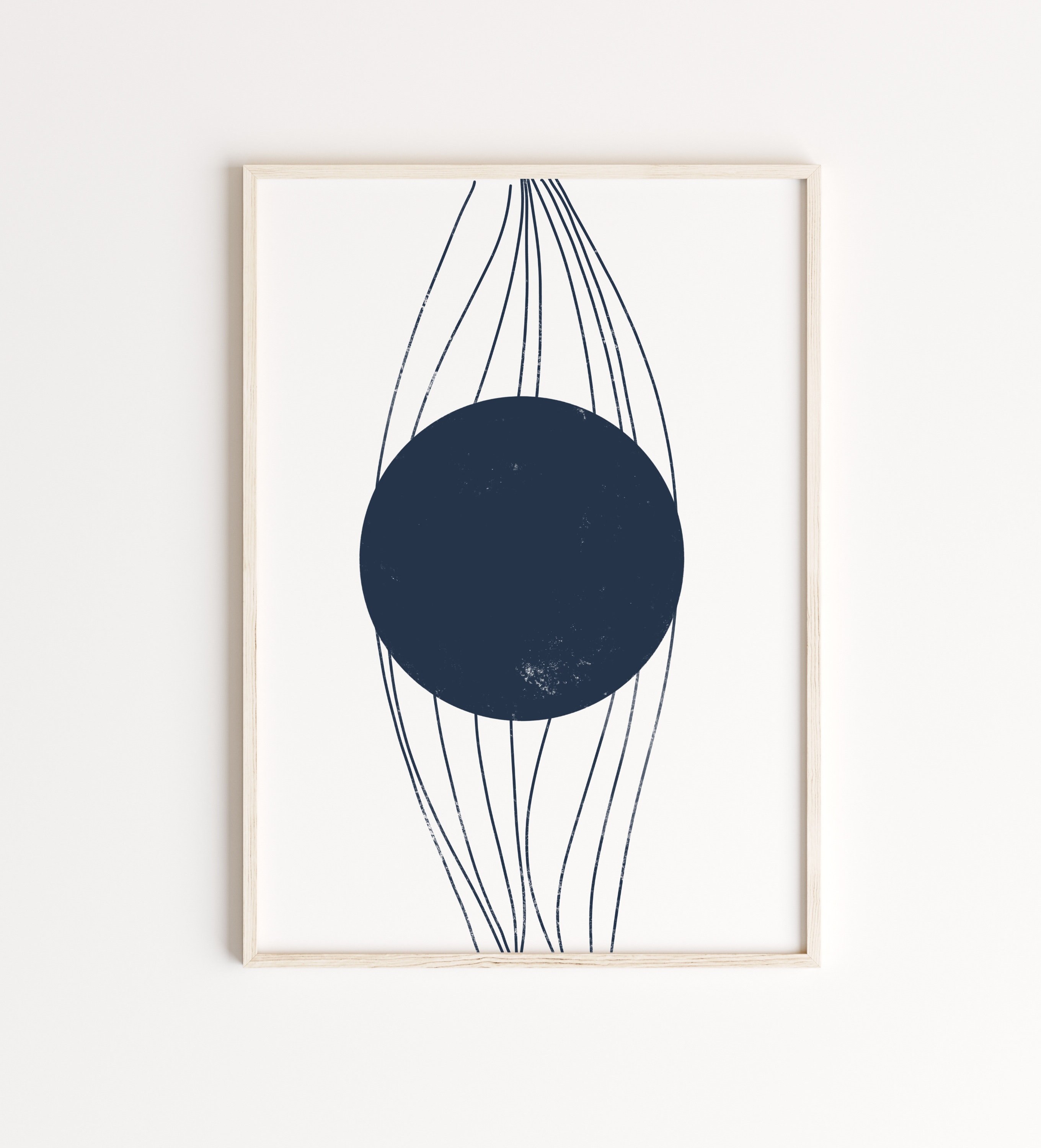 Set of 3 Navy Wall Art Living Room Art Mid Century Modern - Etsy