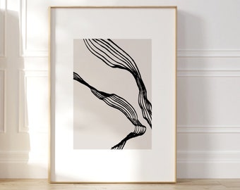 Abstract Waves Line Art, Giclee Fine Art, Contemporary Wall Art, Modern Abstract Art, Minimalist Art Print, Scandinavian Wall Art Decor