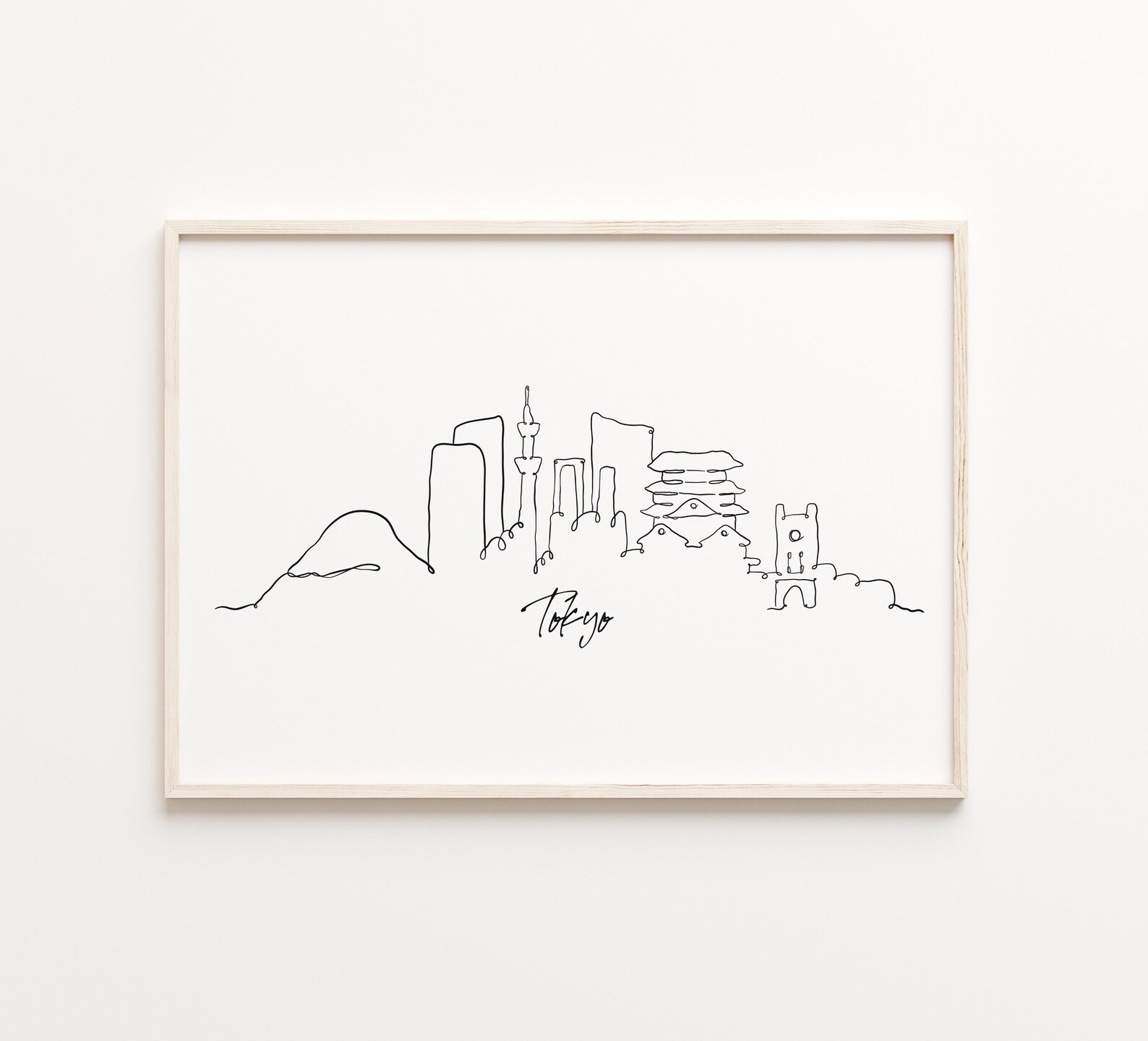 TOKYO Line Art Japan Line Drawing Poster Black and White Etsy