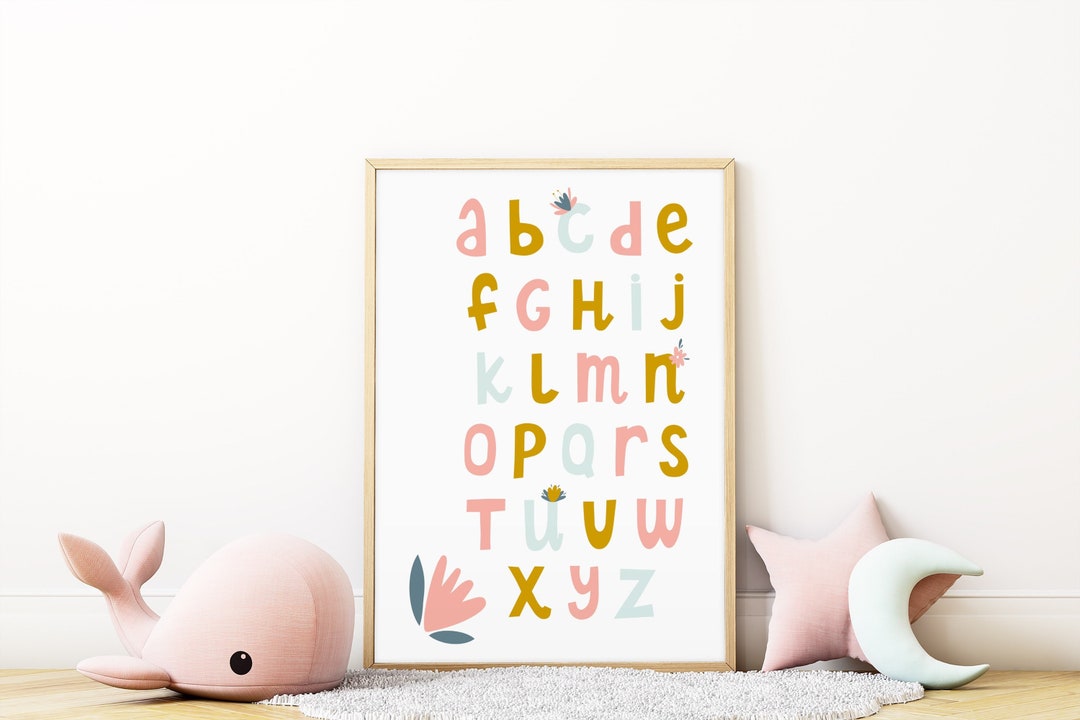 Alphabet Kids Wall Art Print, Baby Room Wall Art Decor, Modern Nursery ...