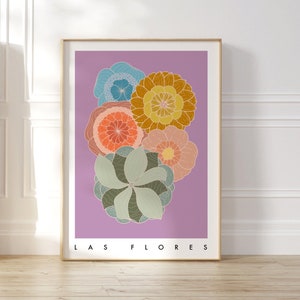 Las Flores Art Print, Wall Art Decor, Botanical Wall Art, Floral Illustration, Brightful Art, Minimalist Boho Art, Scandinavian Design