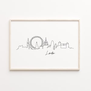 London Skyline / London Print / Minimalist London Poster / Travel Poster / Cityscape Print / London Gift / London Art Print / Fine Line Art